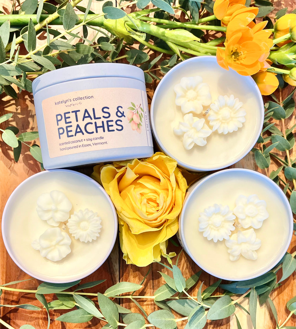 Petals & Peaches: Coconut + Soy Wax Candle | Travel Tin