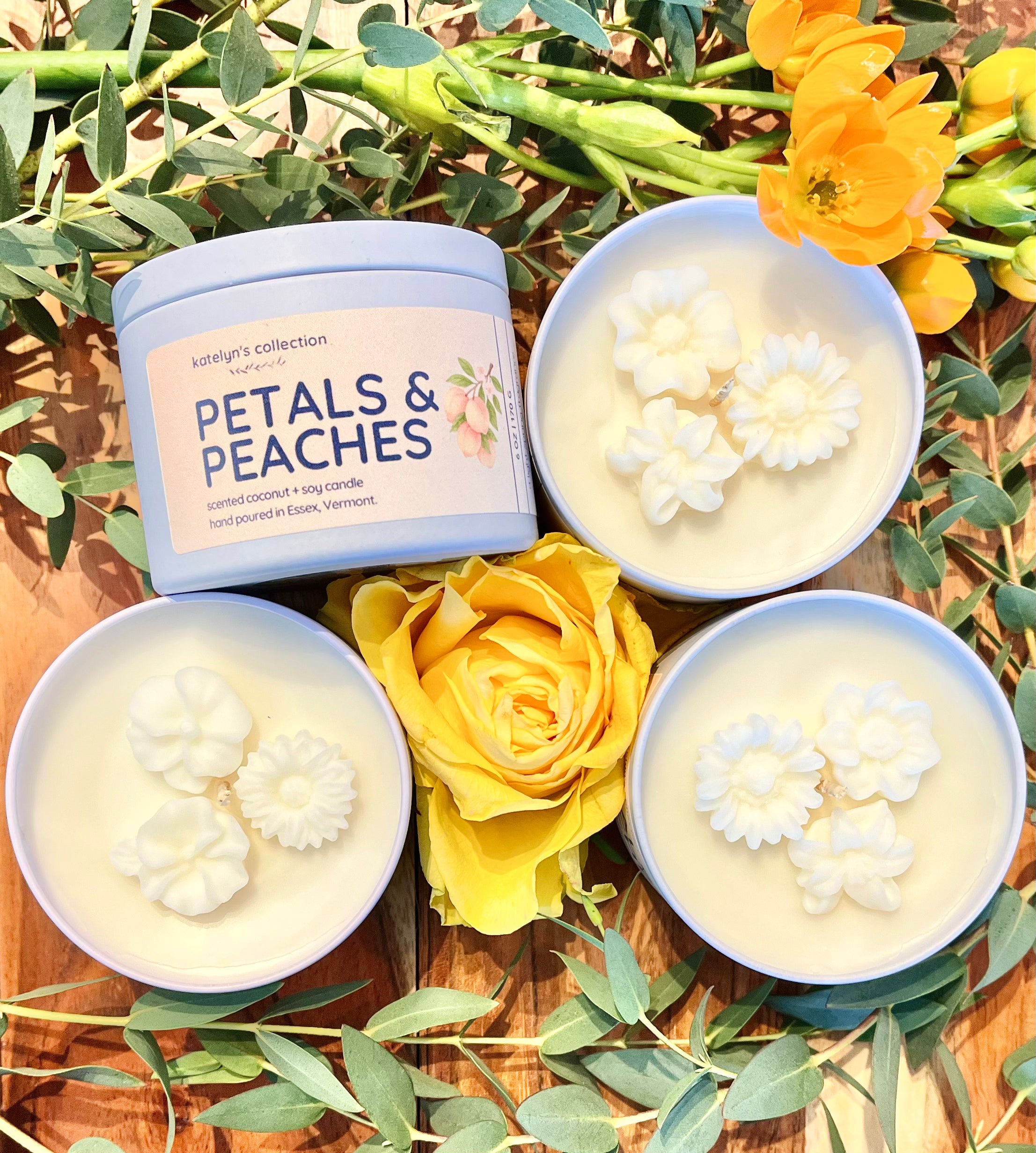 Petals & Peaches: Coconut + Soy Wax Candle | Travel Tin