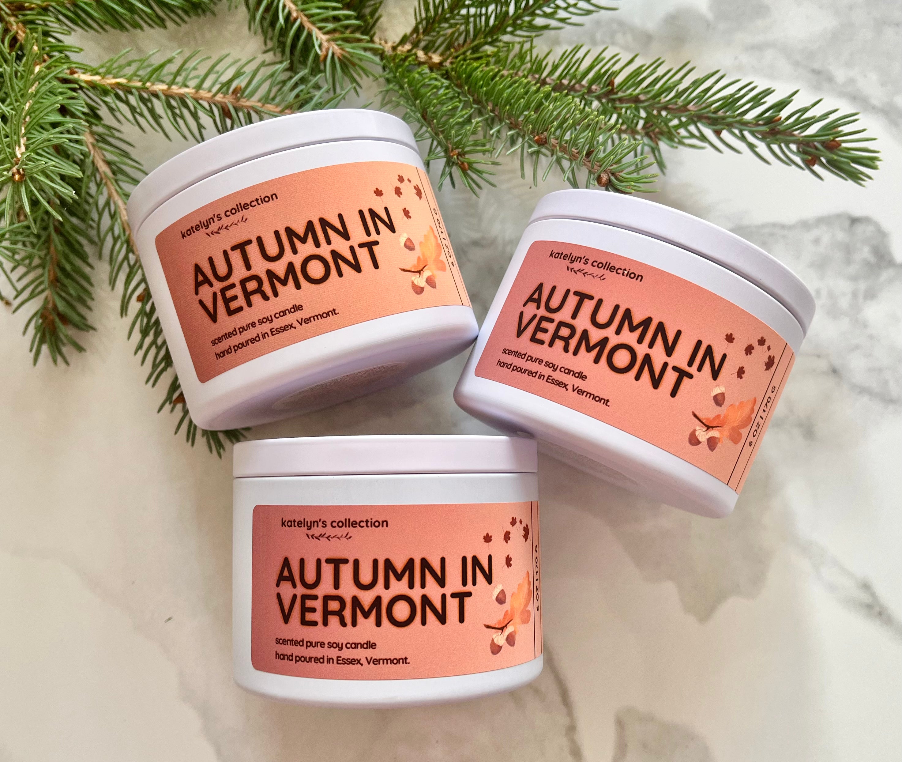 Autumn in Vermont: Pure Soy Wax Candle | Travel Tin