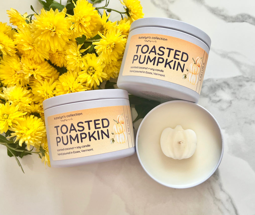 Toasted Pumpkin: Coconut + Soy Wax Candle | Travel Tin