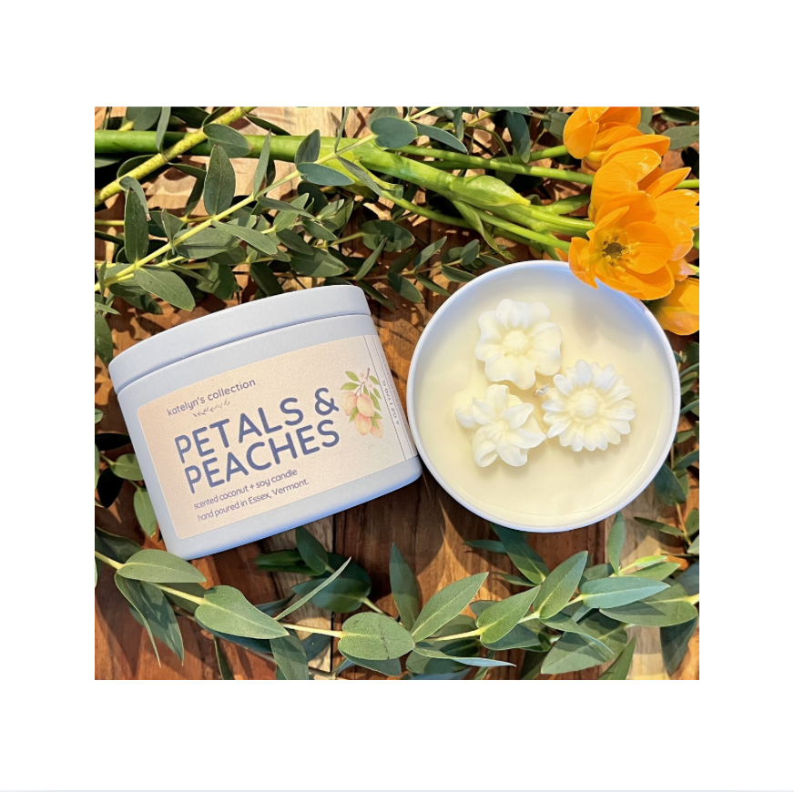 Petals & Peaches: Coconut + Soy Wax Candle | Travel Tin